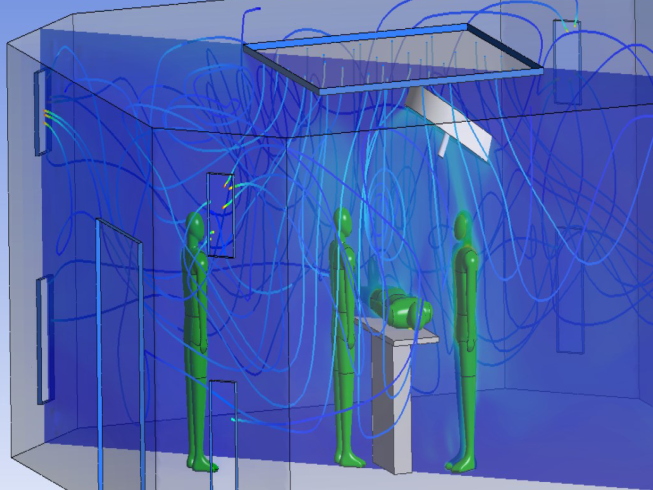 Advanced simulation of an operating room: from the virtual model to the digital twin