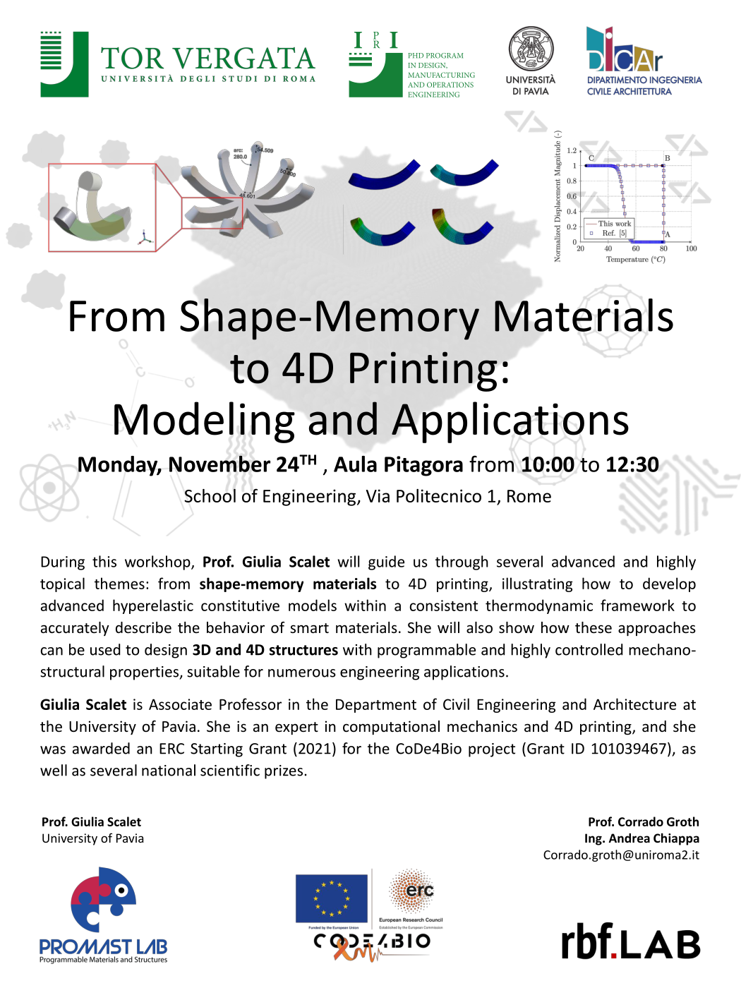 Lecture Announcement: “From Shape-Memory Materials to 4D Printing: Modeling and Applications”